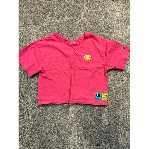 Champion Tops - Champion‎ Reverse Weave Crop Top T-Shirt Pink Embroidered Logo Patch 19 Small